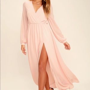 Lulus Wondrous Water Lillies Blush Pink Maxi Dress Size S